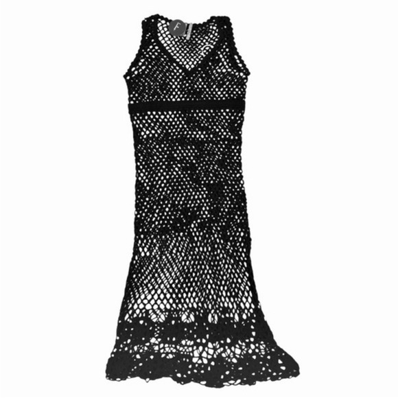 Lulus NWT Beach for the Stars Crochet Mesh Midi Pool
Swim Cover-Up, Black, L/XL - Picture 6 of 10